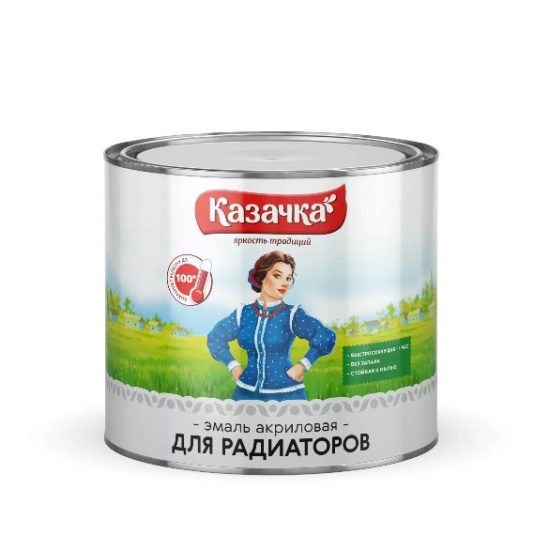 Эмаль акриловая для металла и радиаторов белая 1,9 кг Казачка (6) - 1