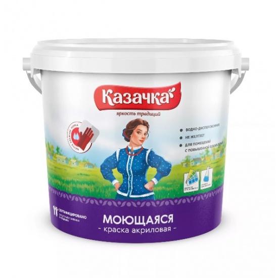 Краска акриловая ВД-АК (W4) моющаяся 1,4 кг Казачка (8) - 1
