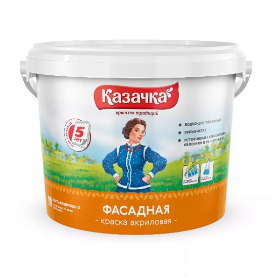 Краска акриловая ВД-АК (F20)  фасадная 25 кг Казачка - 1