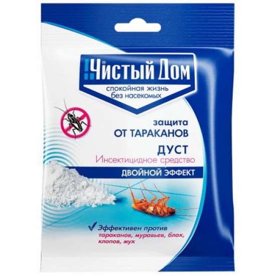 Дуст инсектицидный от тараканов, блох, клопов, муравьев 50гр Чистый Дом 02-452 (100) - 1