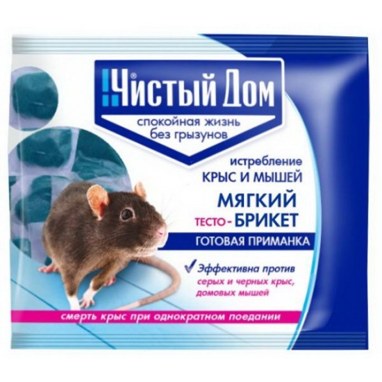 Тесто брикет от крыс (крысинная смерть) 200гр Чистый Дом 03-054 (50) - 1