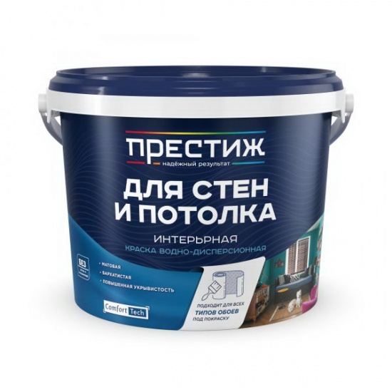 Краска ВД-АК 212 W-3 для стен и потолков белая матовая 4,5 кг Престиж (3) - 1