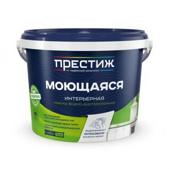 Краска ВД-АК 212 W-4 моющаяся белая матовая 4,5 кг Престиж (3) - 1