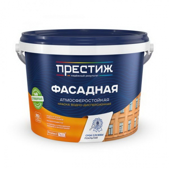 Краска ВД-АК 101 F-20 фасадная белая матовая 1,4 кг Престиж (8) - 1