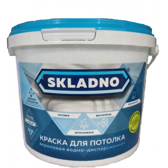 Краска акриловая ВД-АК для потолка 25 кг Складно - 1