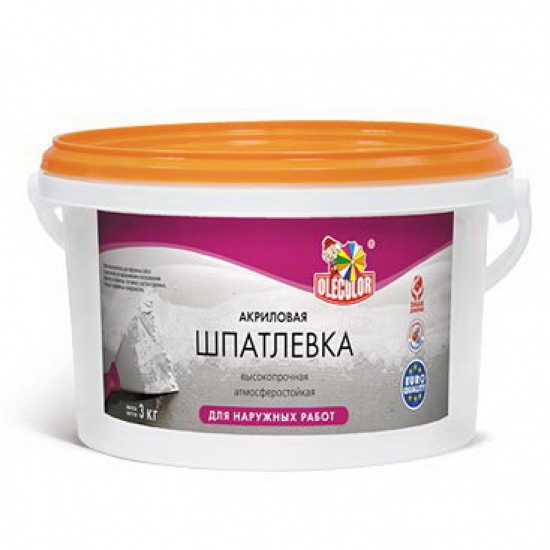 Шпатлевка  акриловая для наружных работ 9кг Олеколор 4300000133 - 1