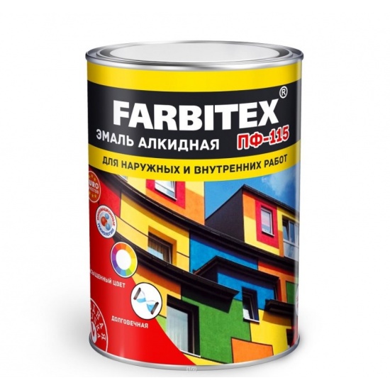 Эмаль алкидная ПФ-115 черный (1.8 кг) FARBITEX ПОД ЗАКАЗ 4300006037 - 1