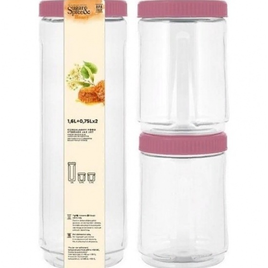 Набор банок для сыпучих продуктов Sugar&amp;Spice Honey (1,6л + 2x0,75л) брусника SE225312054 - 1