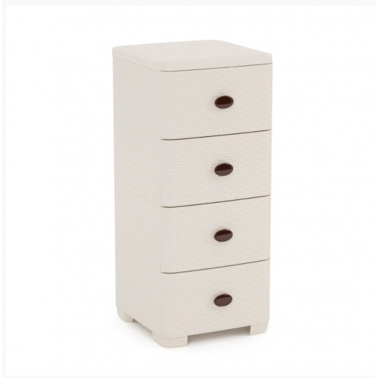Комод Плетенка 4-х секцион. (сл.кость) М2430 (уп.1) - 1
