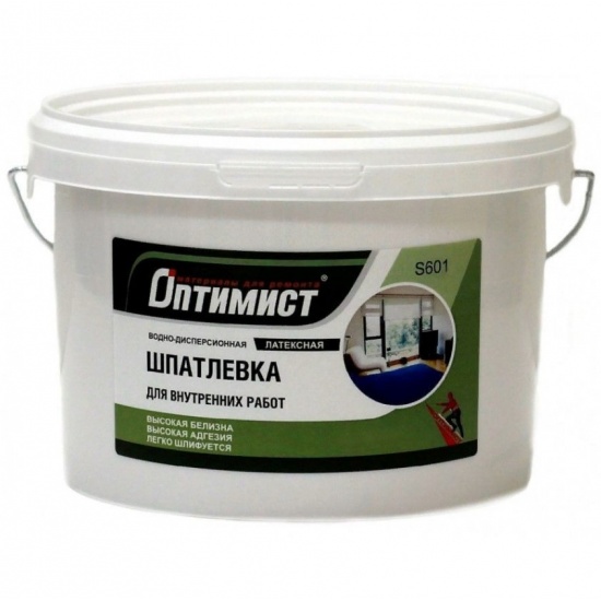 Шпатлевка 9 кг для внутренних работ латексная т/м Оптимист S601 - 1
