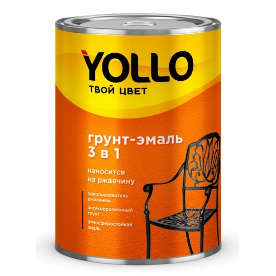 YOLLO 3 В 1 ГРУНТ-ЭМАЛЬ по ржавчине ЗЕЛЕНАЯ 0,9 кг (14) - 1