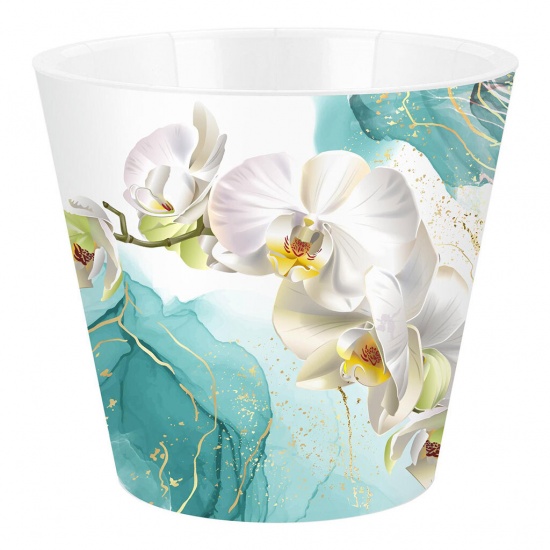 Горшок для цветов InGreen London Orchid Deco D160 мм, 1,6 л с дренажной вставкой, голубая орхидея IG619610520 (16) - 1
