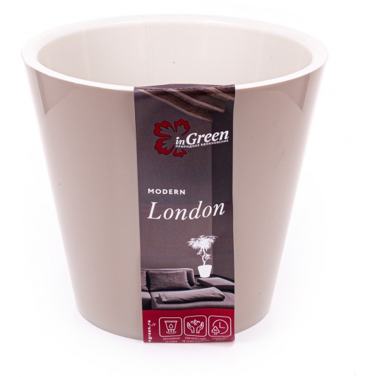 Горшок для цветов InGreen London D160 мм, 1,6 л, с дренажной вставкой, молочный шоколад ING1553ШОК (16) - 1