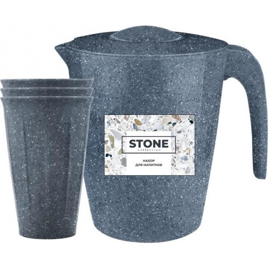 Набор для напитков Sugar&amp;Spice STONE (Кувшин 1,9л+3 стакана 0,35л) темный камень SE182811026 (5) - 1
