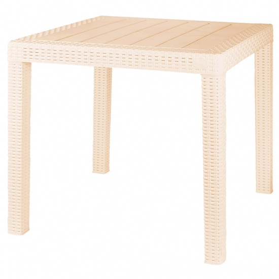 Стол пластиковый малый Rattan 789х789х701мм, сливочный ING6183СЛВ(1) - 1